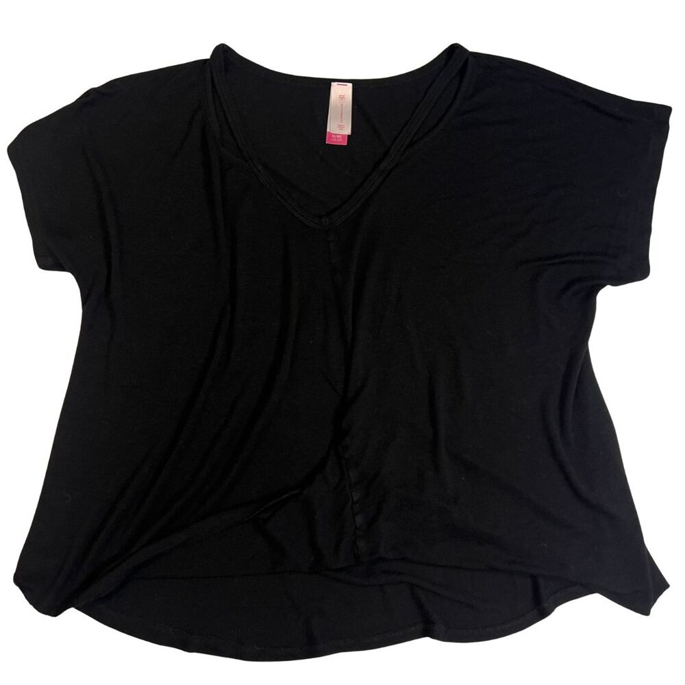 No Boundaries Shirt Womens XL Juniors 15 Black V Neck Short Sleeve Basic Top